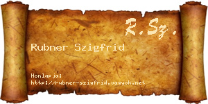 Rubner Szigfrid névjegykártya